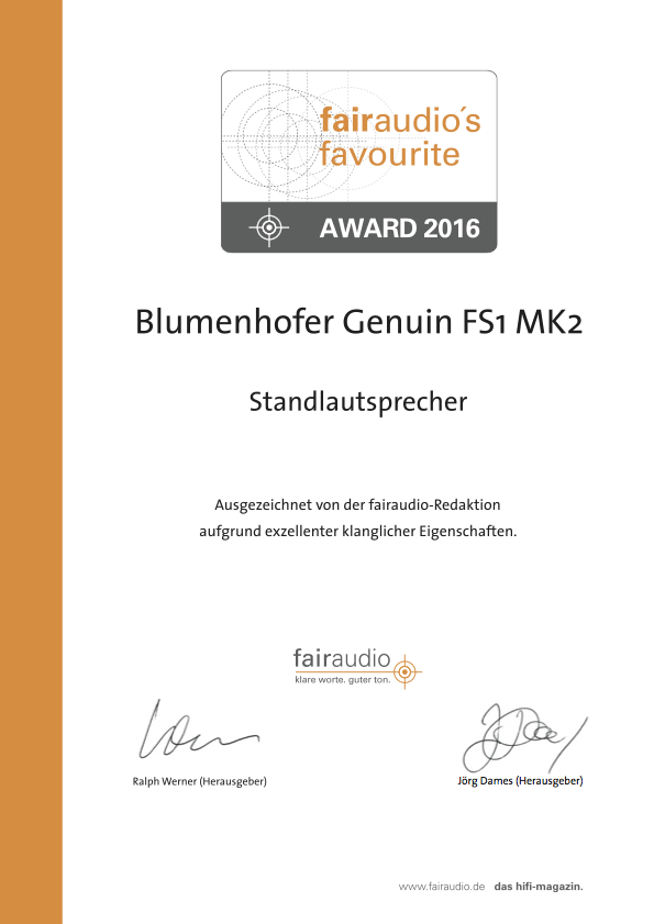 Award for the Genuin FS 1 MK 2
