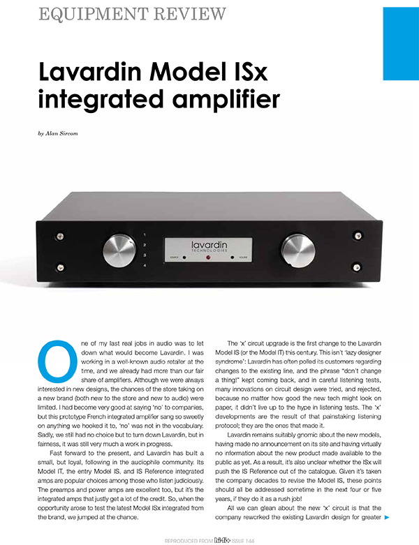 Article Lavardin ISx on HiFi+ 144